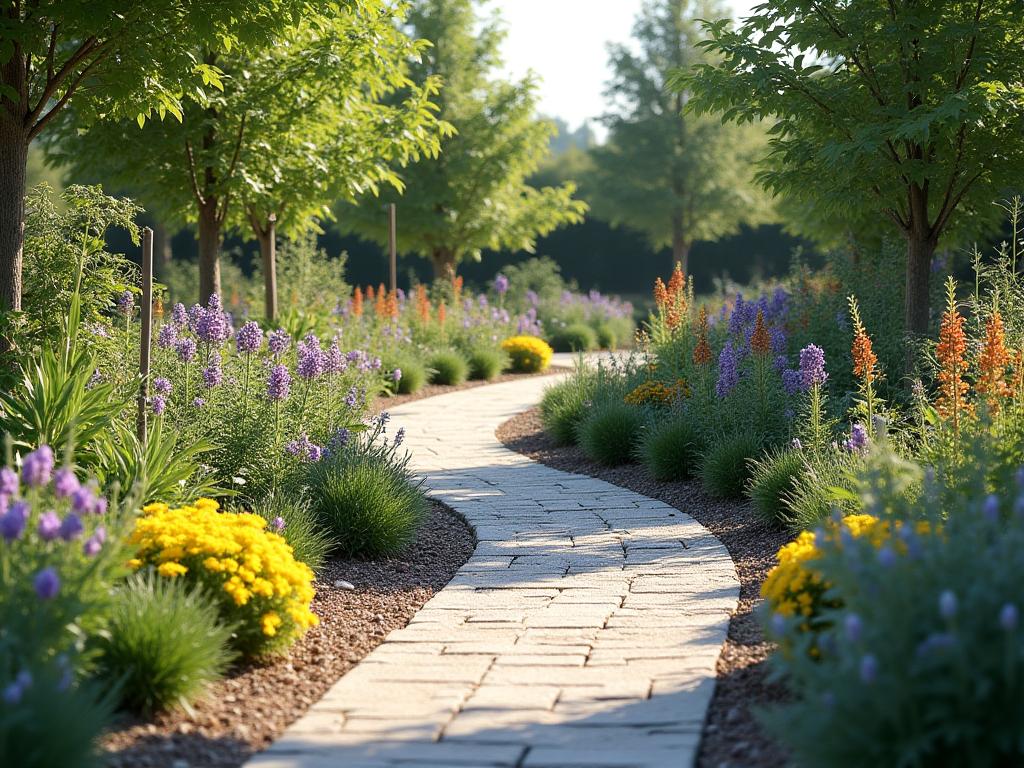 Giardino sensoriale con piante aromatiche e accessibilità universale