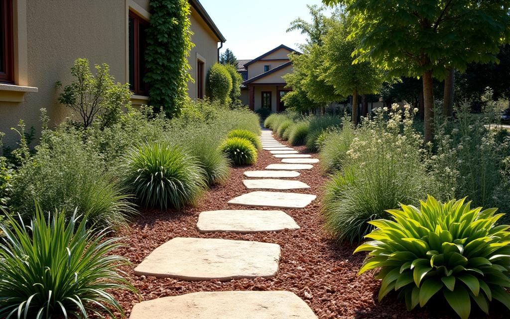 Progetto giardino con piante autoctone e materiali permeabili